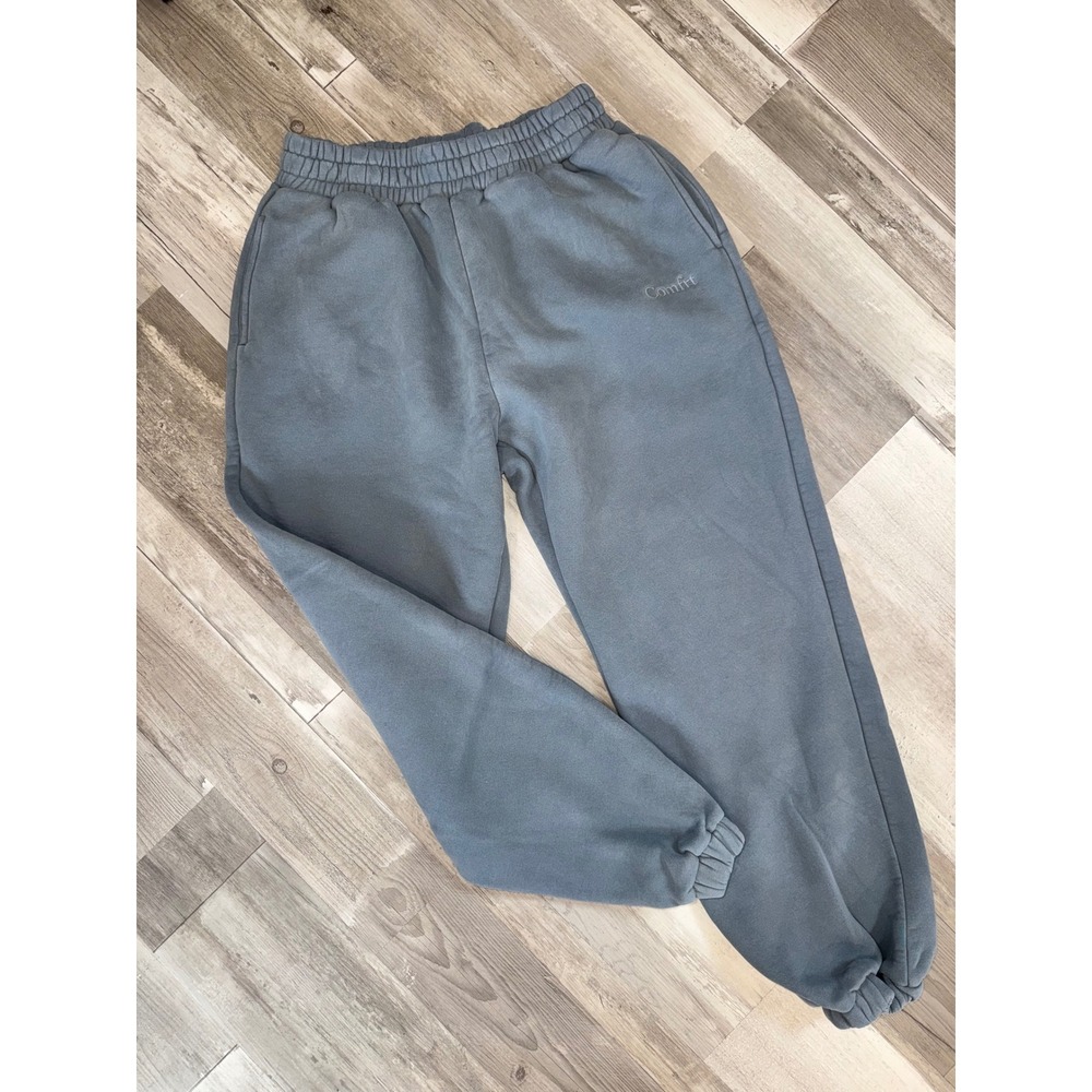 Comfrt Sweatpants Womens Blue Gray Fleece Lined Relaxed Joggers Large